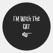 I'm With Cat Halloween Costume Funny Couples Match Ronde Sticker (Voorkant)