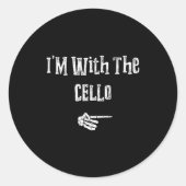 I'm With Cello Halloween Costume Funny Couples Mat Ronde Sticker (Voorkant)