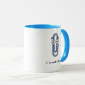"I'm with Clippy" Coffee Mok - Cyan Outline (Voorkant rechts)