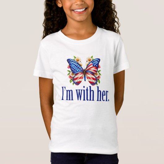 I'm With Her Cute Kamala Butterfly Girls T-shirt (Voorkant)
