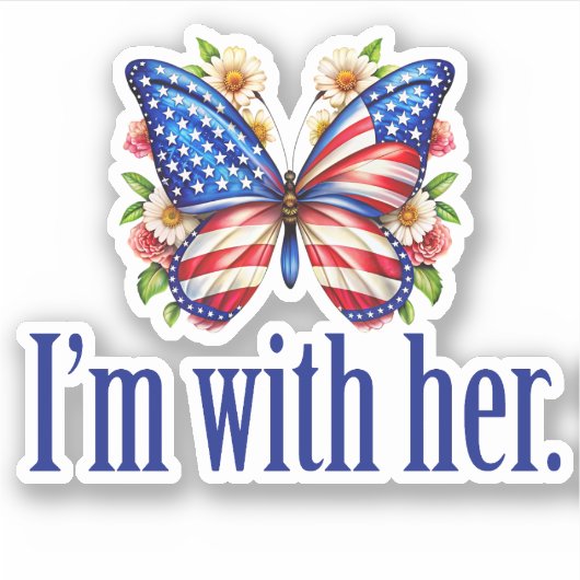 I'm With Her Kamala for President Butterfly Laptop Sticker (Voorkant)