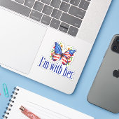 I'm With Her Kamala for President Butterfly Laptop Sticker (Laptop met iPhone)