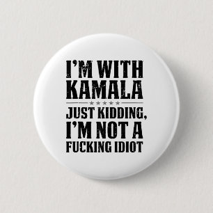 Im with Kamala maakt maar een grapje, geen buitenl Ronde Button 5,7 Cm