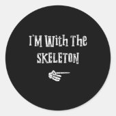 I'm With Skeleton Halloween Costume Funny Couples Ronde Sticker (Voorkant)