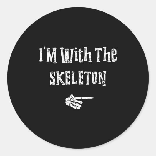 I'm With Skeleton Halloween Costume Funny Couples Ronde Sticker (Voorkant)