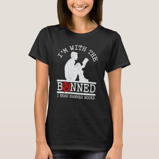 I'm With The Banned I Read Banned Books Man Readin T-shirt (Voorkant)