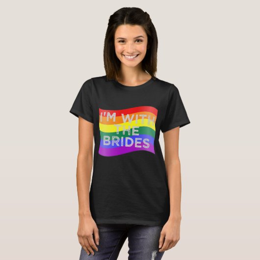 Im With The Brides Lesbian Gay Wedding T-shirt (Voorkant volledig)
