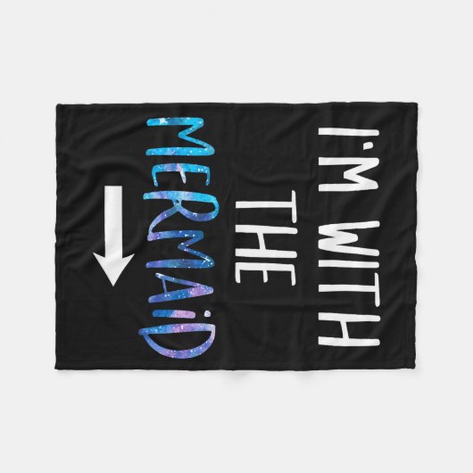 I'm With The Mermaid Funny Lazy Mermaid Halloween Fleece Deken (Voorkant (Horizontaal))