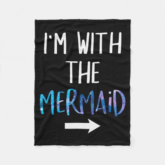 I'm With The Mermaid Funny Lazy Mermaid Halloween  Fleece Deken (Voorkant)