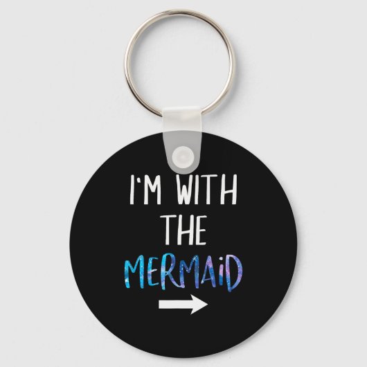 I'm With The Mermaid Funny Lazy Mermaid Halloween Sleutelhanger (Voorkant)
