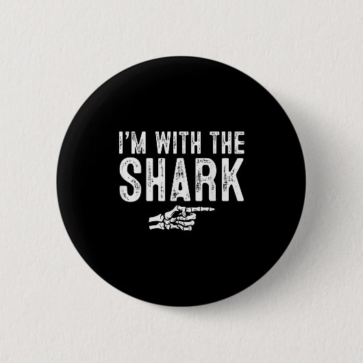 I'm With The Shark Easy Costume Halloween Couples  Ronde Button 5,7 Cm (Voorkant)