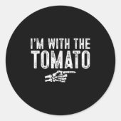 I'm With The Tomato Easy Costume Halloween Couples Ronde Sticker (Voorkant)