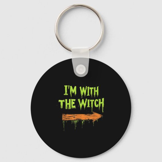 I'm With The Witch Funny Halloween His And Her  Sleutelhanger (Voorkant)