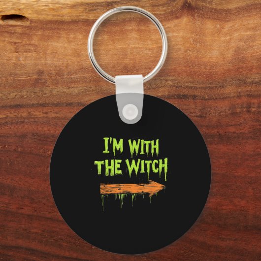 I'm With The Witch Funny Halloween His And Her  Sleutelhanger (Voorkant)