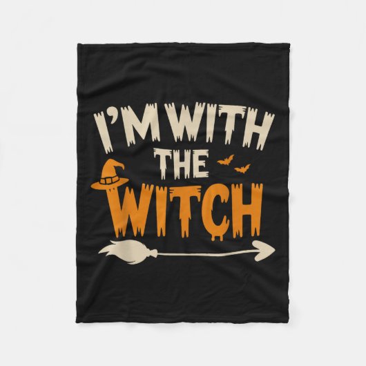 I'm With The Witch Funny Husband Halloween Costume Fleece Deken (Voorkant)