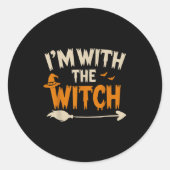 I'm With The Witch Funny Husband Halloween Costume Ronde Sticker (Voorkant)