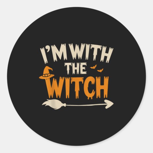 I'm With The Witch Funny Husband Halloween Costume Ronde Sticker (Voorkant)