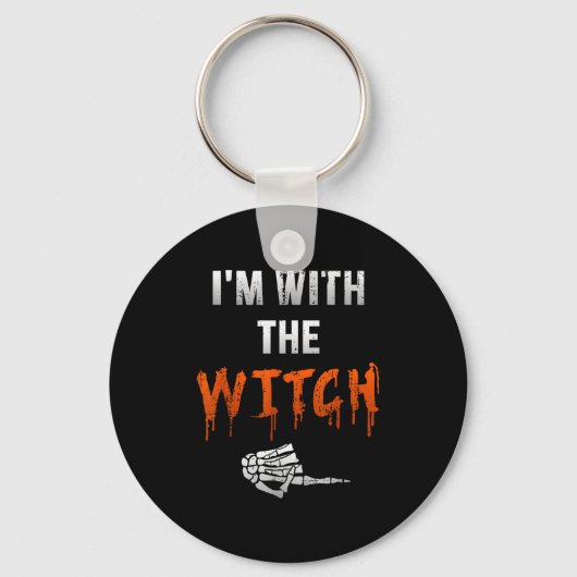 I'm With Witch Skeleton Hand Funny Halloween Husba Sleutelhanger (Voorkant)