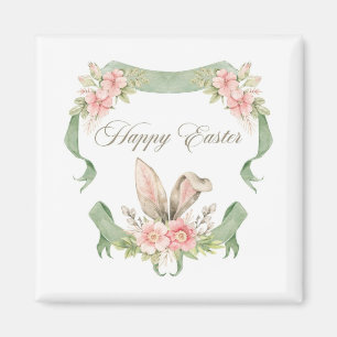 ÍMA FELIZ PASCOA COELHO FLORAL AQUARELA MAGNEET