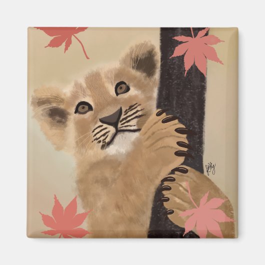 Ímã filhote de leão brincando magneet (Voorkant)