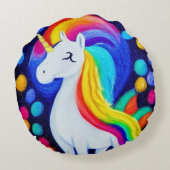 Image: colorful unicorn rond kussen (Achterkant)