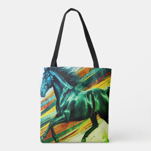 Image of a Galloping Stallion on Reusable Grocery Tote Bag (Achterkant)