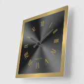 Image of Black & Gold & Metallic Stainless Steel Vierkante Klok (Hoek)