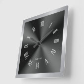 Image of Black & Silver & Metallic Stainless Steel Vierkante Klok (Hoek)