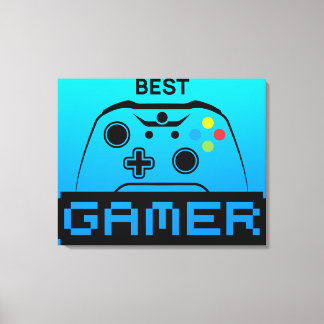 Image of Game Controller and Best Gamer Text Canvas Afdruk