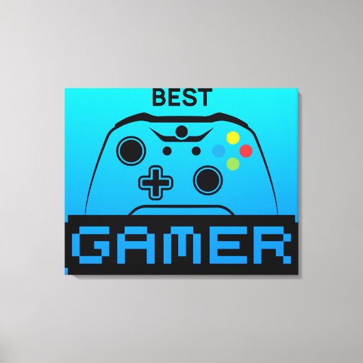 Image of Game Controller and Best Gamer Text Canvas Afdruk (Voorkant)