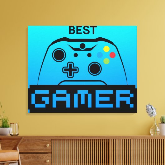 Image of Game Controller and Best Gamer Text Canvas Afdruk (Insitu (Woonkamer))