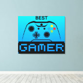 Image of Game Controller and Best Gamer Text Canvas Afdruk (Insitu (Houten vloer))