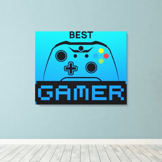 Image of Game Controller and Best Gamer Text Canvas Afdruk (Insitu (Houten vloer))