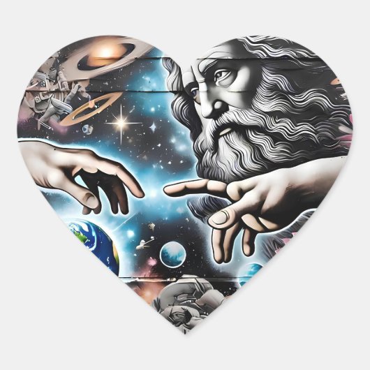  image of god creating the universe hart sticker (Voorkant)