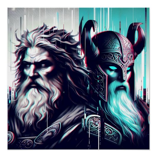 image of the gods zeus and odin togethe perfect poster (Voorkant)