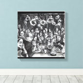 Image: People and Doodles. Canvas Afdruk (Insitu (Houten vloer))