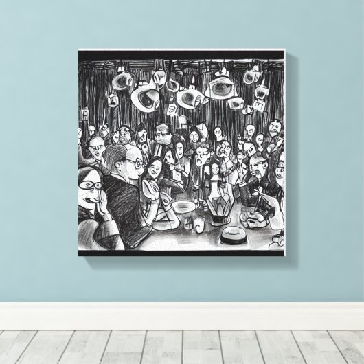 Image: People and Doodles. Canvas Afdruk (Insitu (Houten vloer))