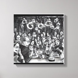 Image: People and Doodles. Canvas Afdruk