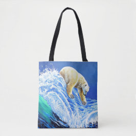 Image: Polar bear in the sea. Tote Bag