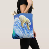 Image: Polar bear in the sea. Tote Bag (Dichtbij)