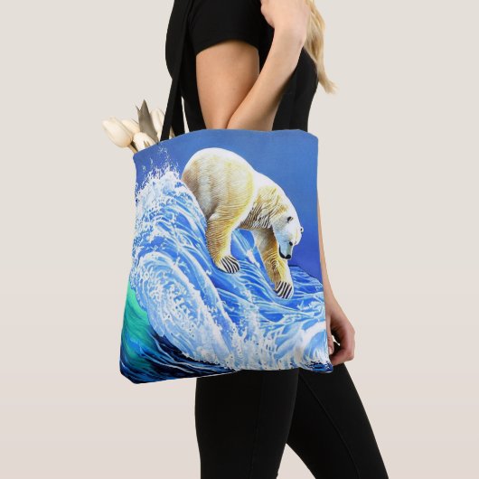 Image: Polar bear in the sea. Tote Bag (Dichtbij)