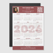 Image QR-code Burgundy White 2026 Calendar Magnet (Voorkant / Achterkant)