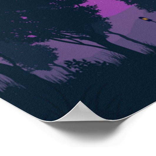 Imagem Noturna com uma bela lua Poster (Hoek)