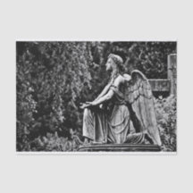 Imagen blanco y negro arrodillando ángel