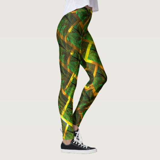 Imagens verdes e quadrada com amarelo na sua volta leggings (Rechts)