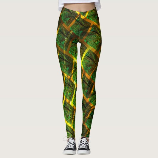 Imagens verdes e quadrada com amarelo na sua volta leggings (Voorkant)