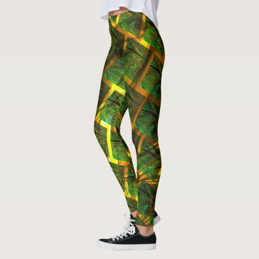 Imagens verdes e quadrada com amarelo na sua volta leggings (Links)