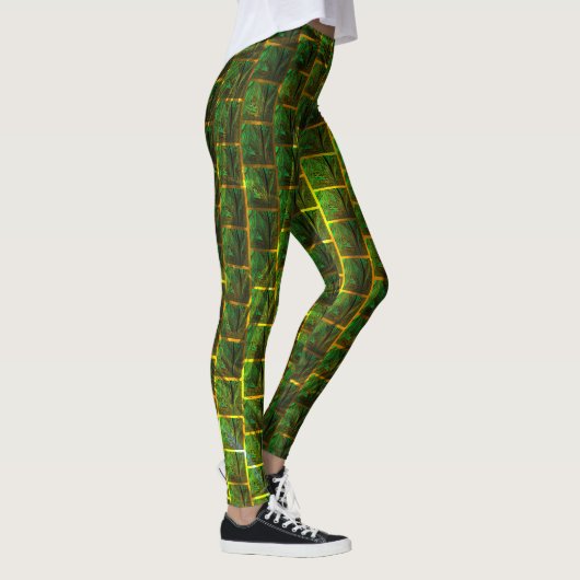 Imagens verdes e quadrada com amarelo na sua volta leggings (Rechts)