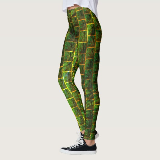 Imagens verdes e quadrada com amarelo na sua volta leggings (Links)