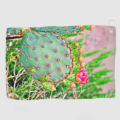 ImagesByMJ Prickly Pear Cactus in Bloom Golf Towel Golfhanddoek (Horizontaal)
